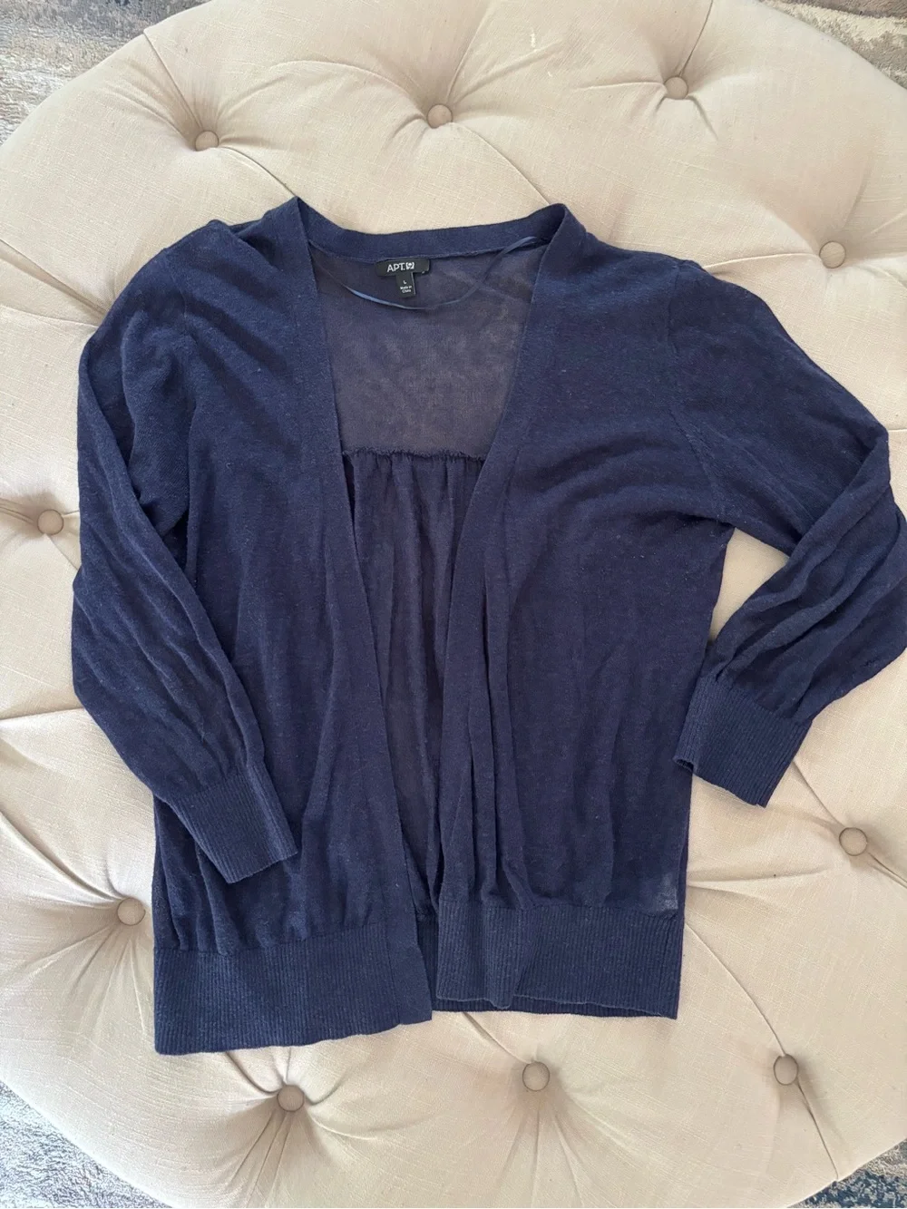 Apt. 9 Dark Navy 3/4 Sleeve Open-Front Lightweight Cardigan